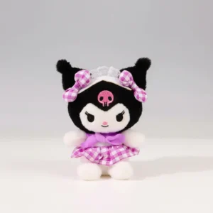 KUROMI BESTIDO CUADROS VIOLETA_ LLAVERO 15CM