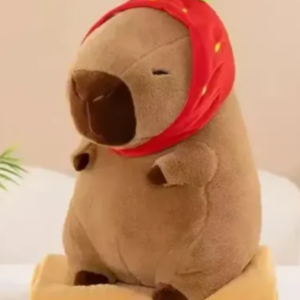 MANTA PELUCHE KAPIBARA con gorro de frutilla
