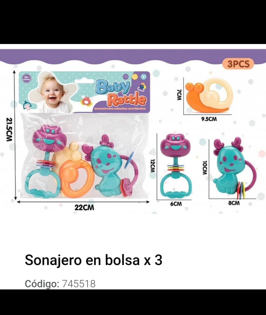 Sonajero en bolsa x3