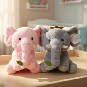 Peluche elefante 🐘 30cm gris y rosa