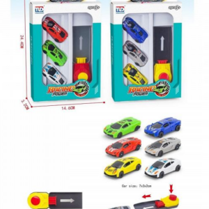 Autos en caja con lanzador
