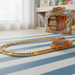 Pista tren a pila en caja