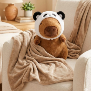 MANTA PELUCHE KAPIBARA con gorro de panda